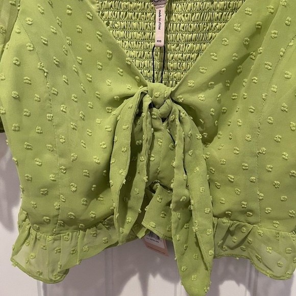 🧁BCBGeneration Puff Sleeve Tie Top Coquette Farm Boho Hippie Cottagecore Spring - Picture 5 of 12